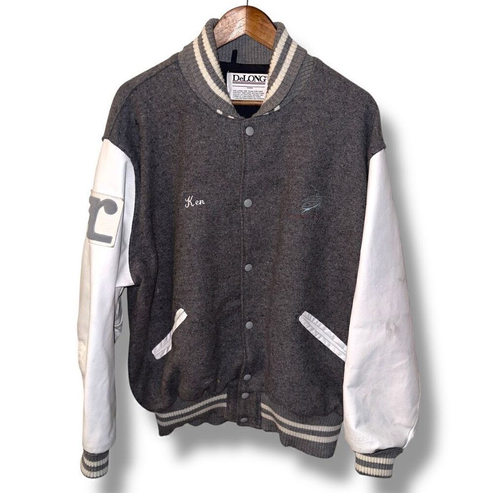 DeLONG Leather & Wool Made in USA Varsity Jacket Sz XL